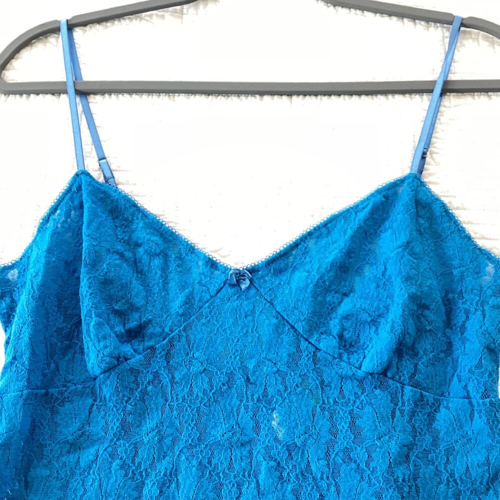 August Moon Intimates Lace Slip Dress Babydoll blue Size M Y2K fairy - Picture 15 of 15